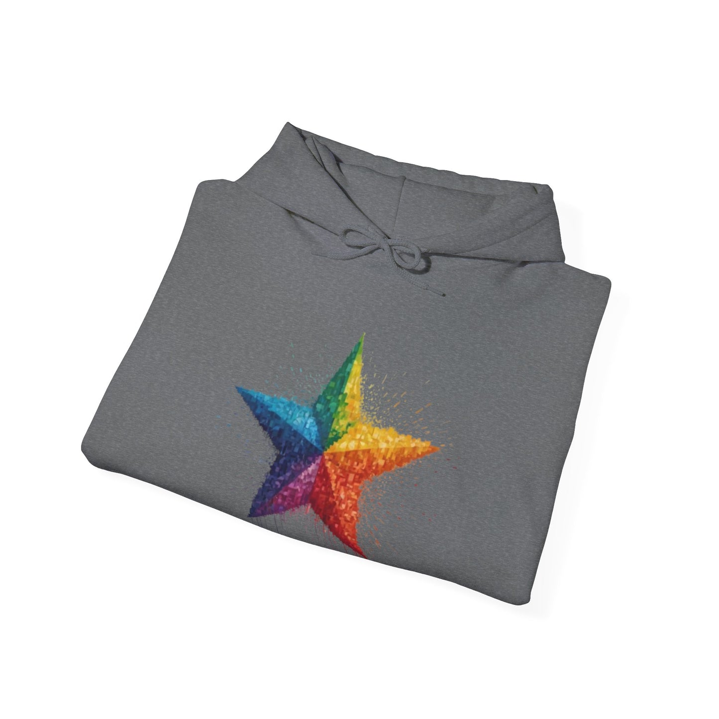 Multicoloured Pixelated Star - Unisex Hooded Sweatshirt