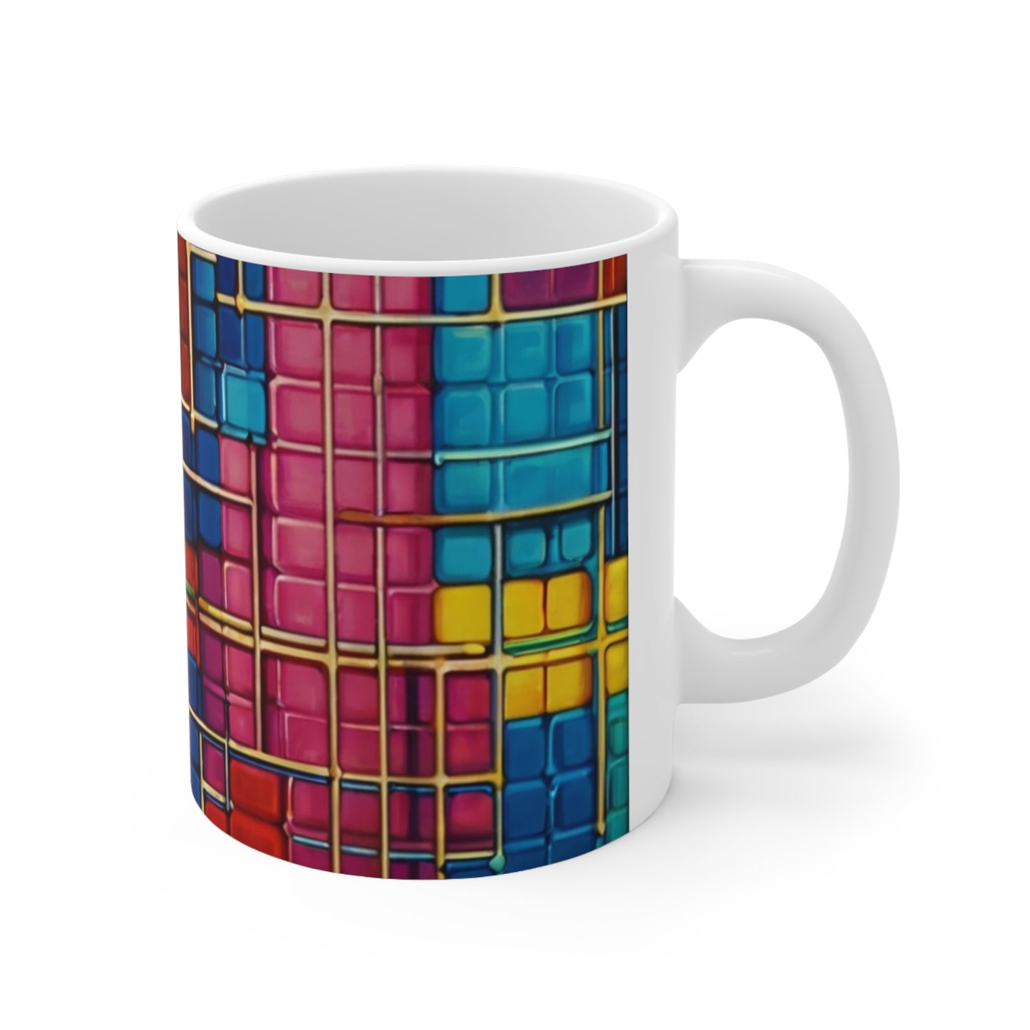 Colourful Cubes Mug - Ceramic Coffee Mug 11oz