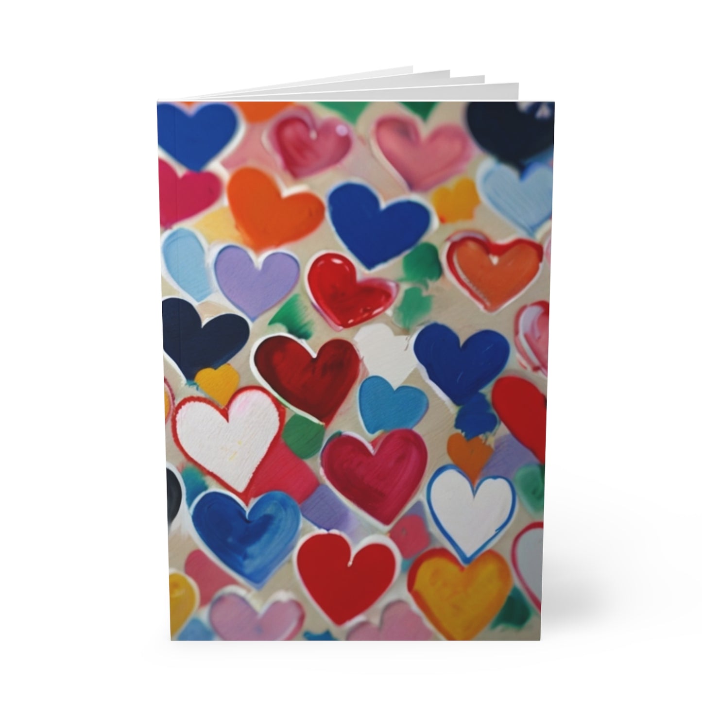 Small Colourful Love Hearts - Softcover Notebook, A5