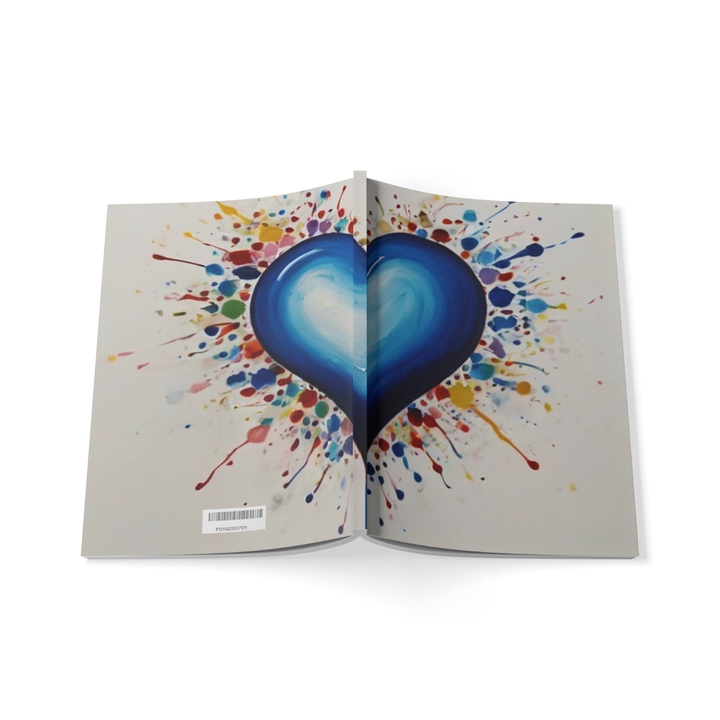 Blue Splatter Paint Love Heart - Softcover Notebook, A5