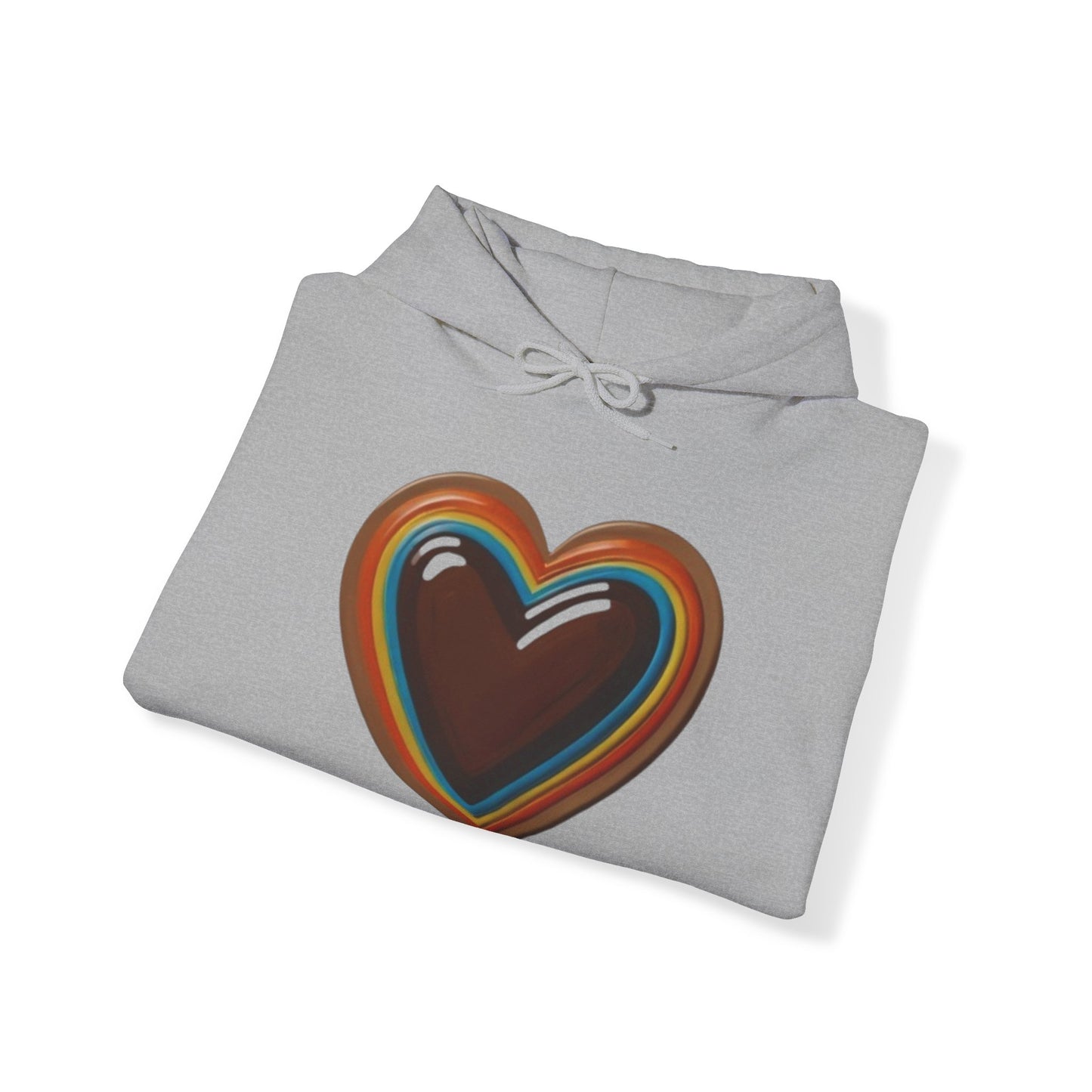Colourful Brown Love Heart - Unisex Hooded Sweatshirt