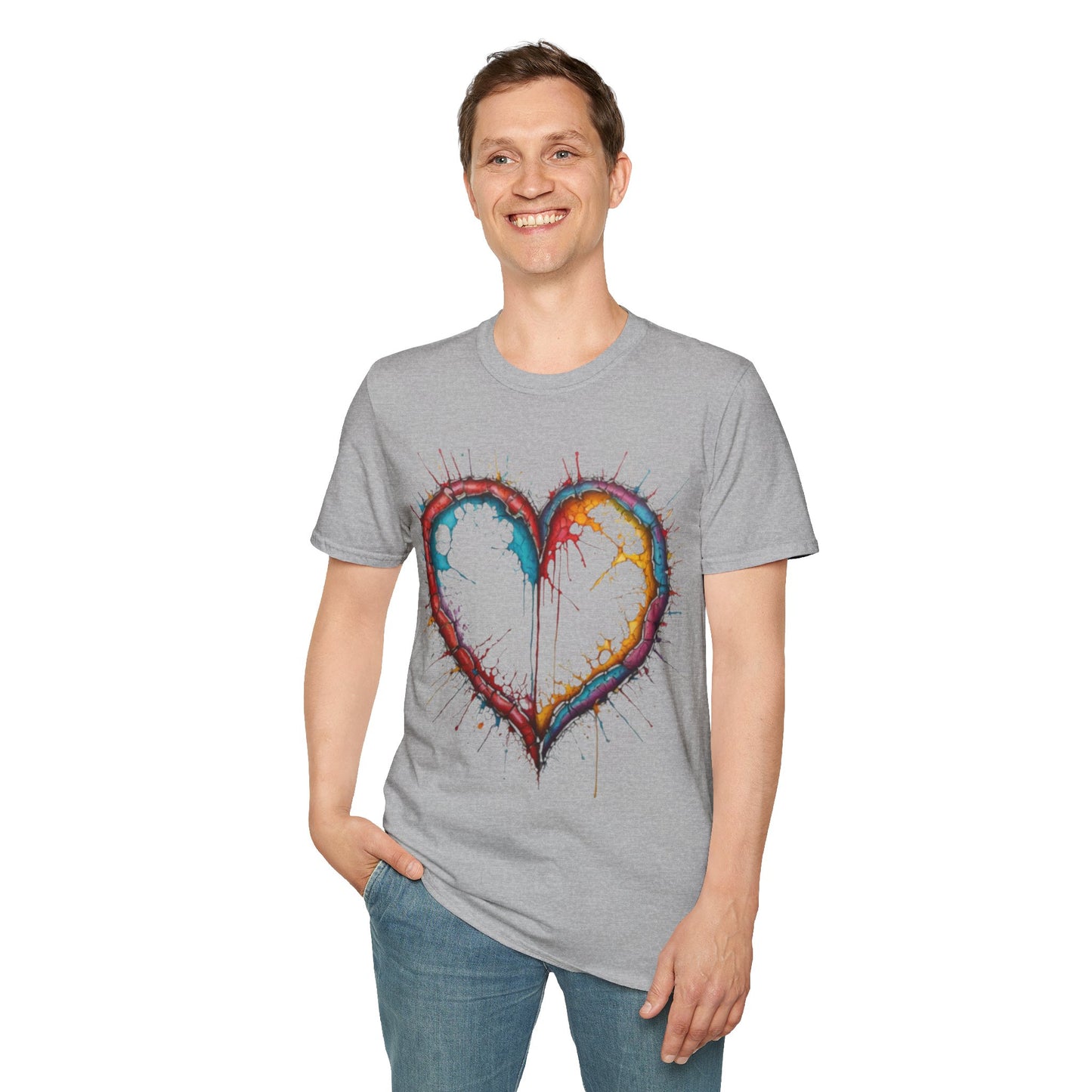 Hollow Colourful Messy Love Heart - Unisex T-Shirt