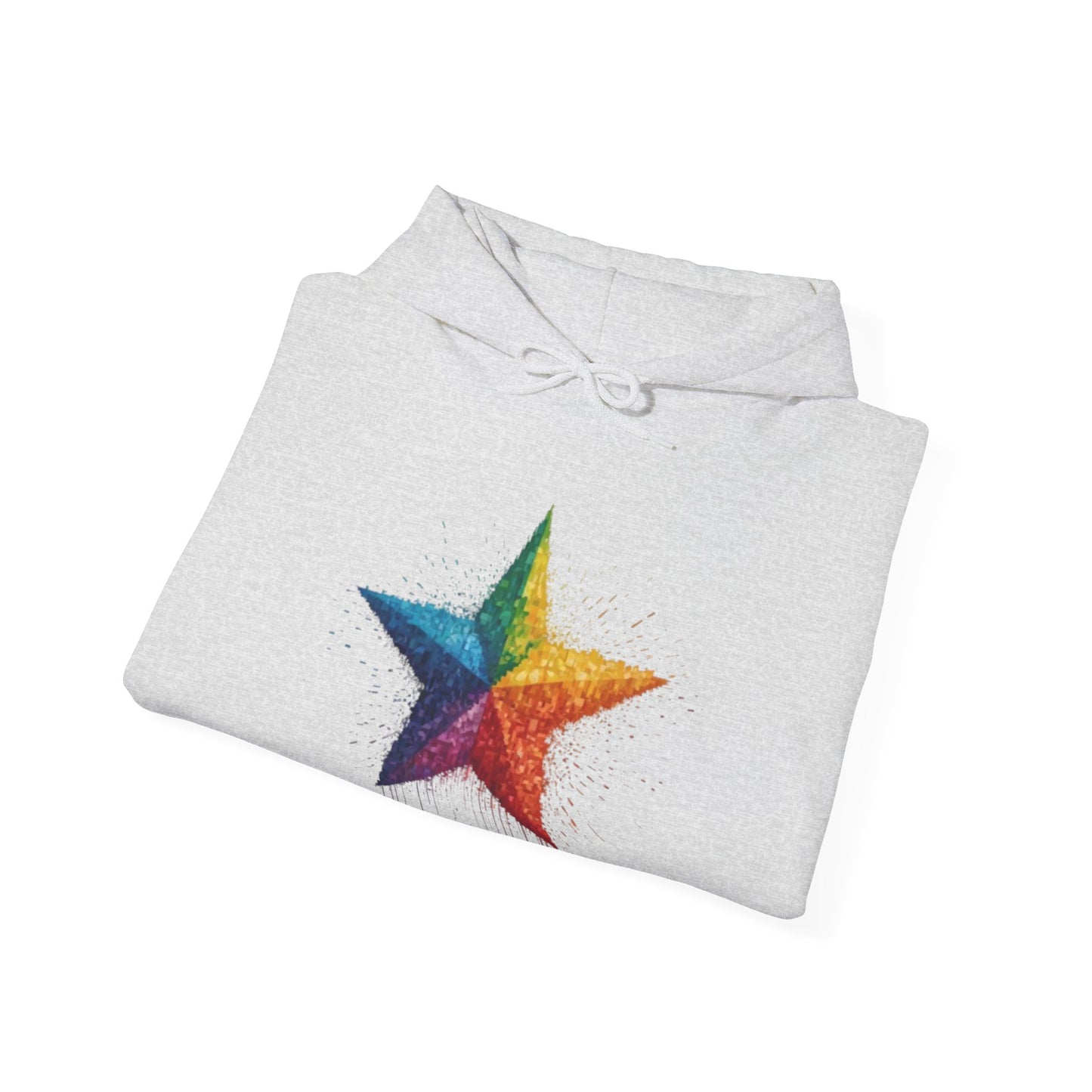 Multicoloured Pixelated Star - Unisex Hooded Sweatshirt