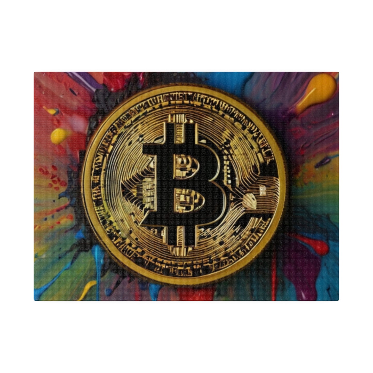 Bitcoin Messy Painting Background - Matte Canvas, Stretched, 0.75"