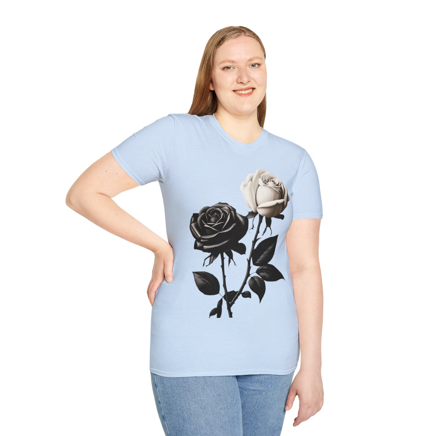 Black and White Rose - Unisex T-Shirt