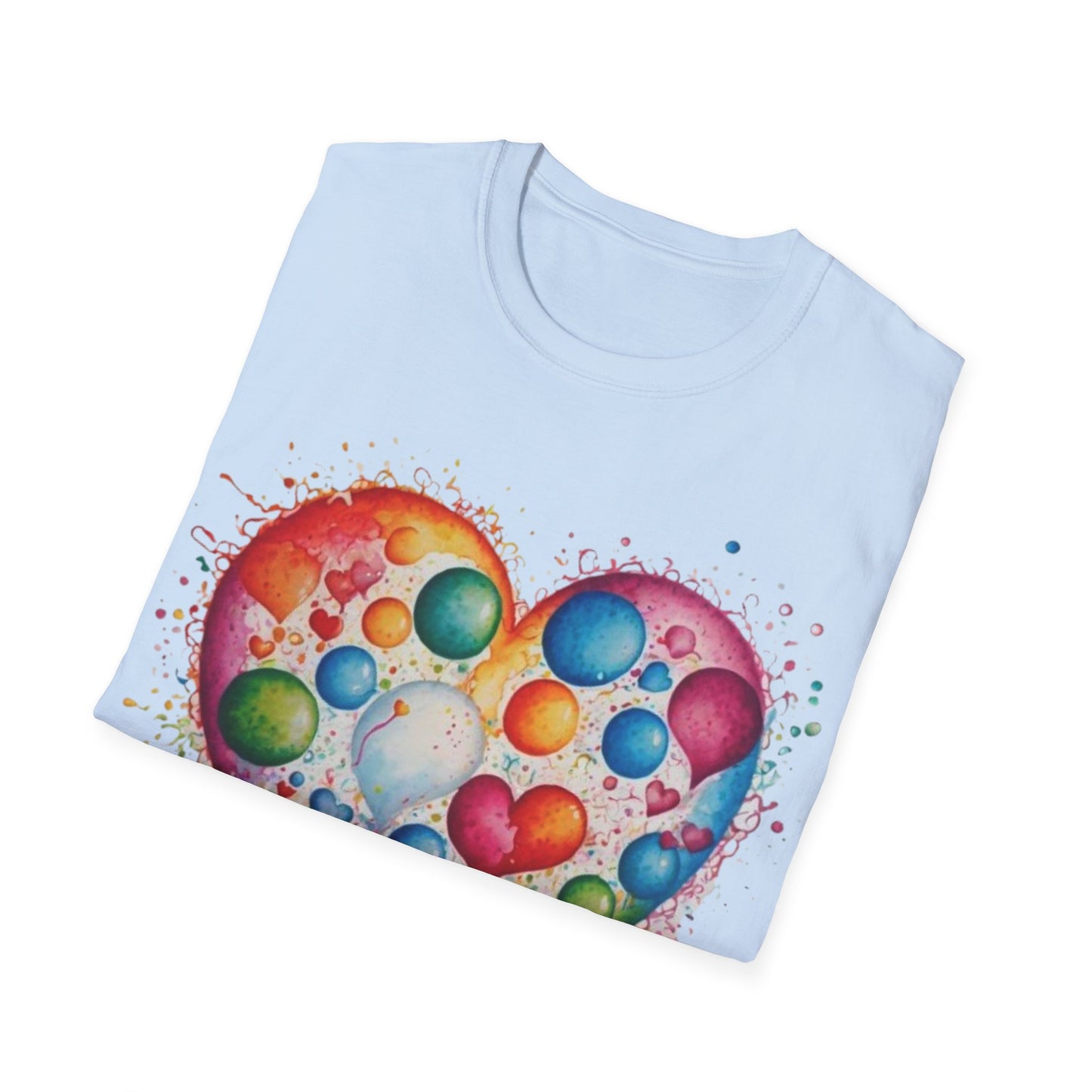 Colourful Messy Bubbles Love Heart - Unisex T-Shirt