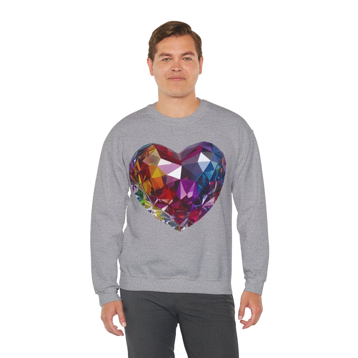 Multicoloured Crystal Love Heart - Unisex Crewneck Sweatshirt