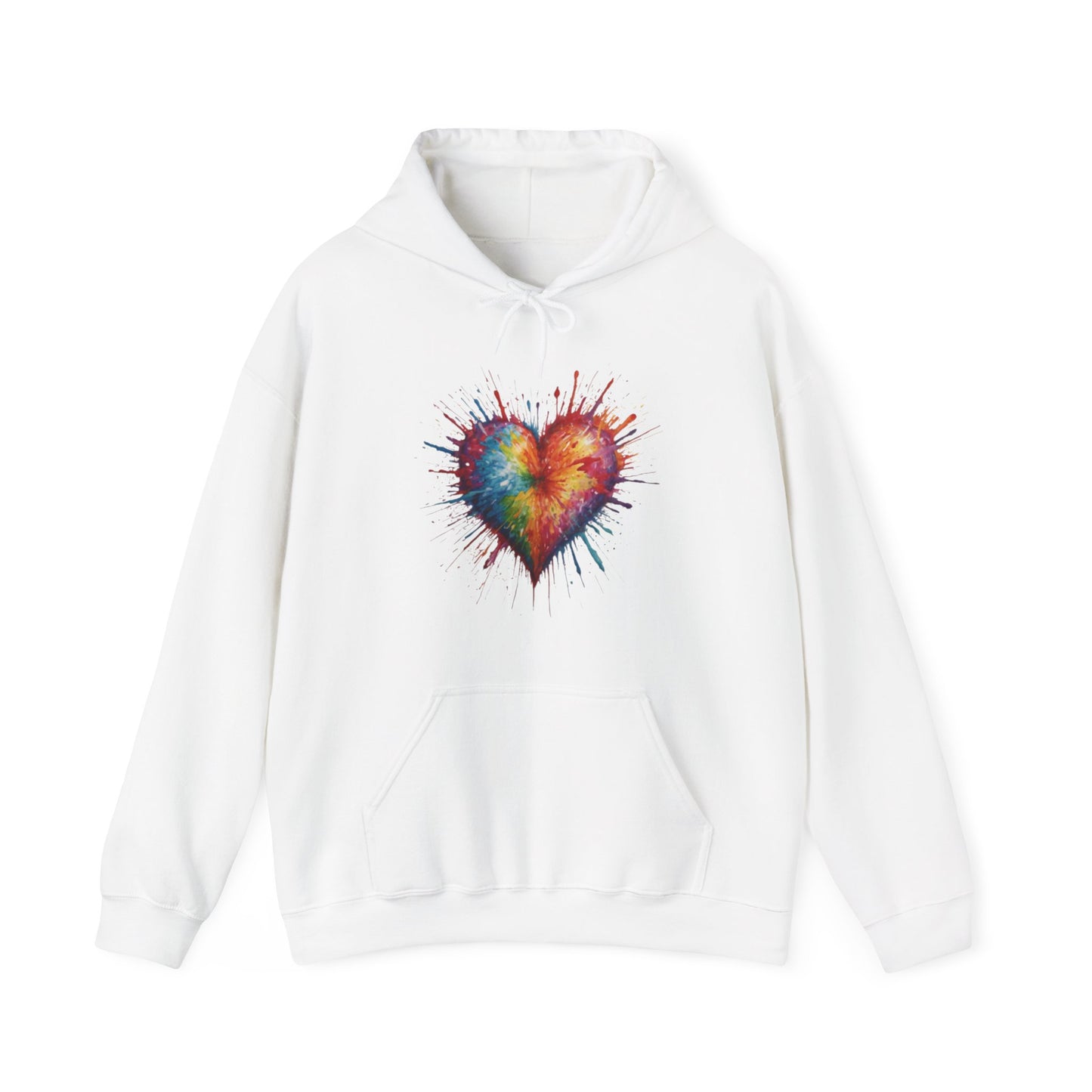 Colourful Messy Exploding Love Heart - Unisex Hooded Sweatshirt