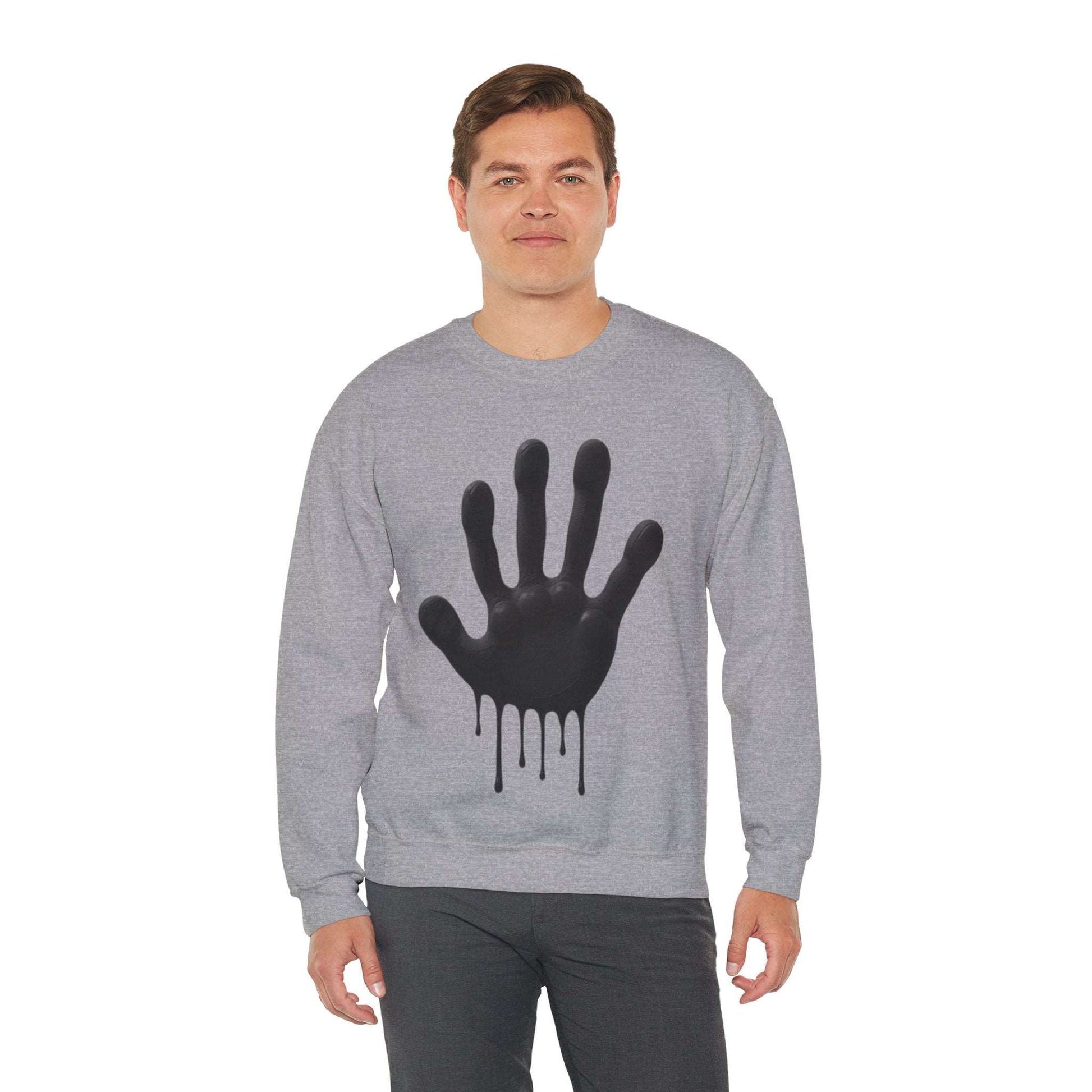 Black Hand Print - Unisex Crewneck Sweatshirt