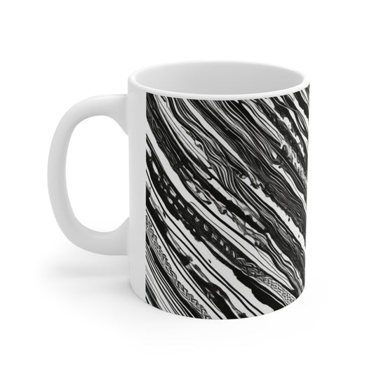 Black and White Line Art Mug - Ceramic Coffee Mug 11oz