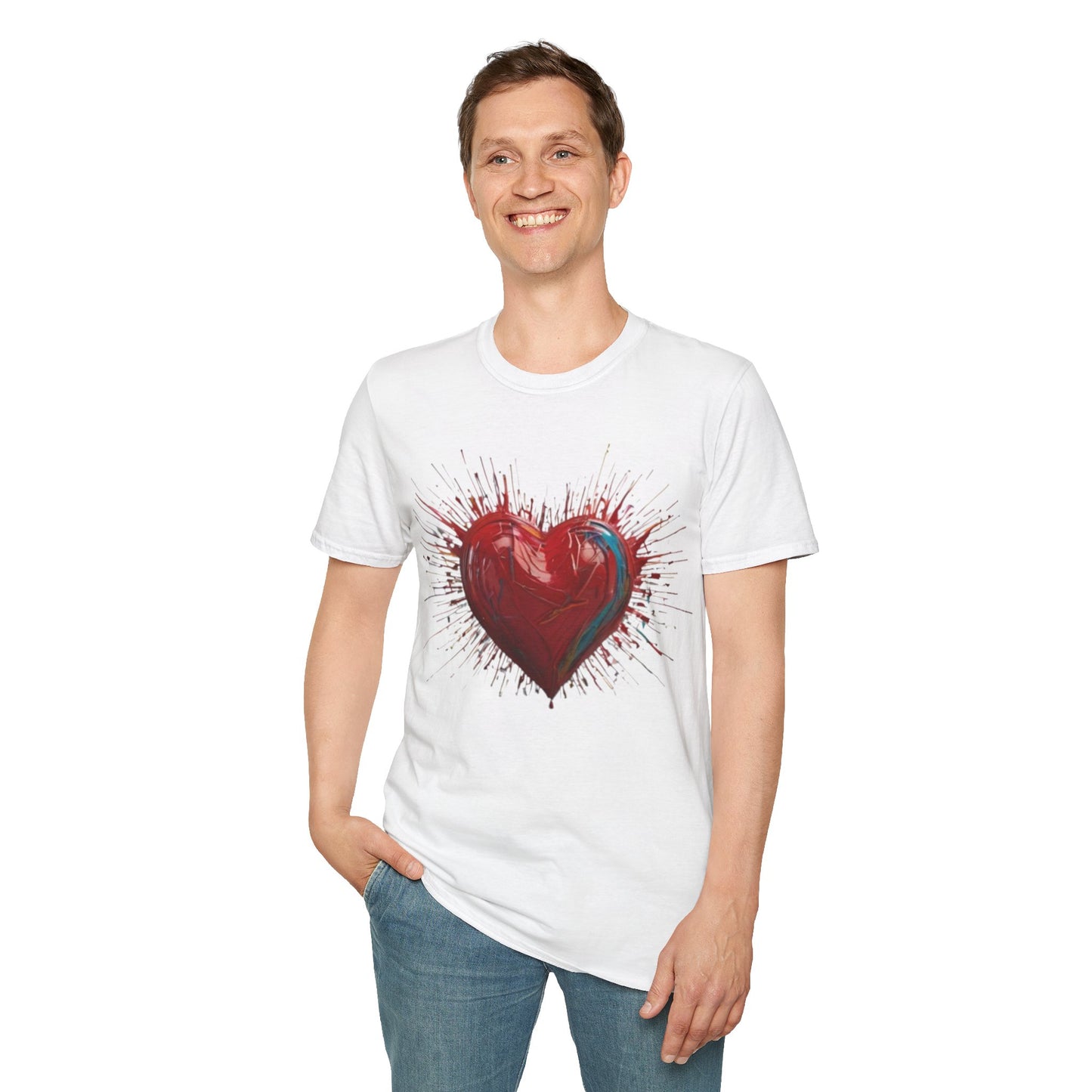 Messy Red Exploding Love Heart - Unisex T-Shirt