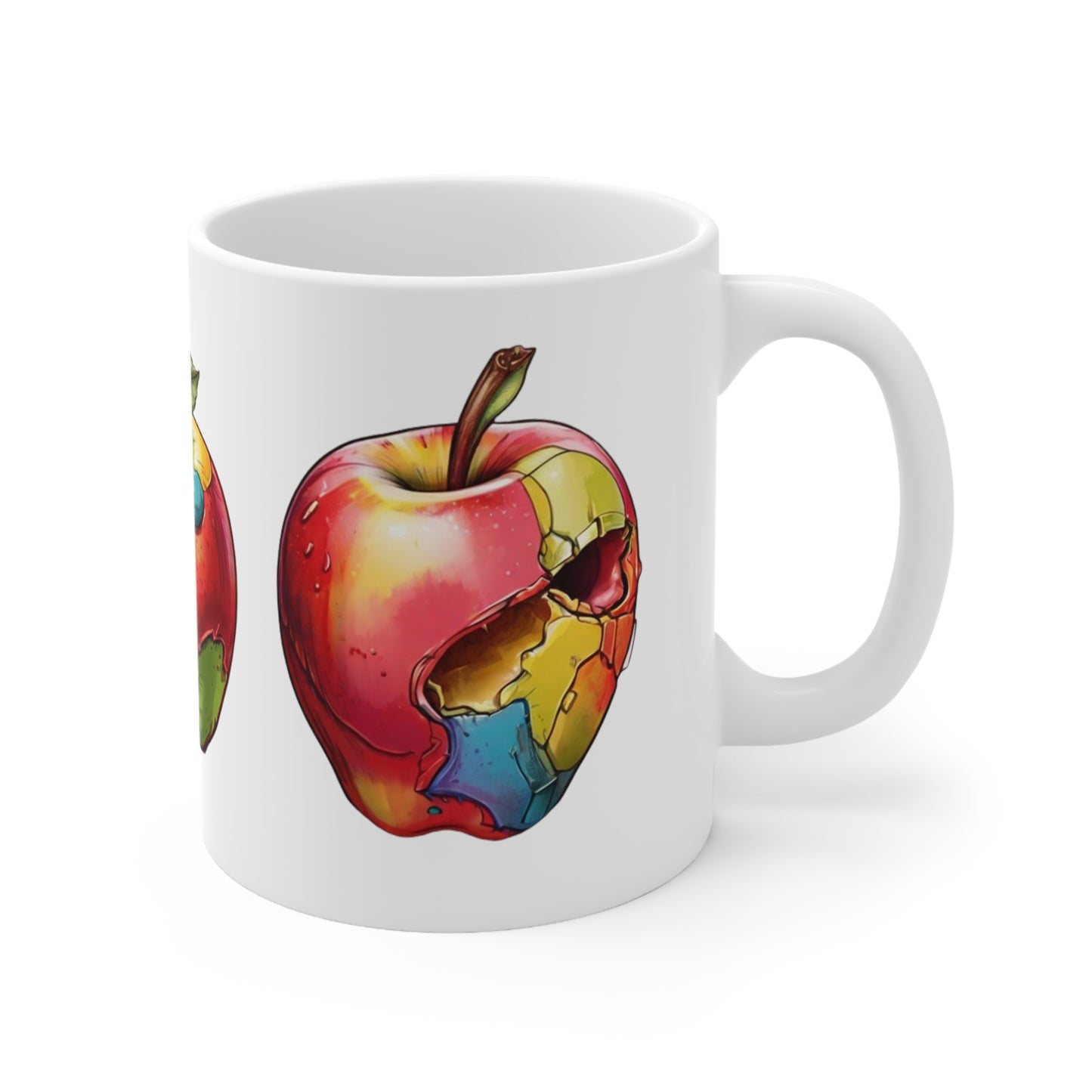 Colourful Eaten Apple Art - Ceramic Coffee Mug 11oz