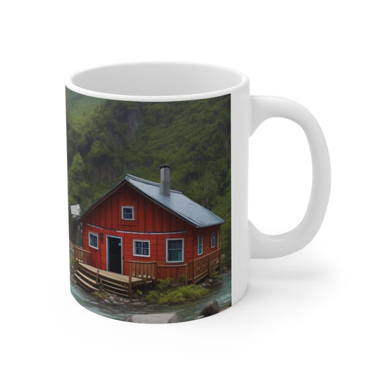 Waterfall Cabin Mug - Ceramic Coffee Mug 11oz