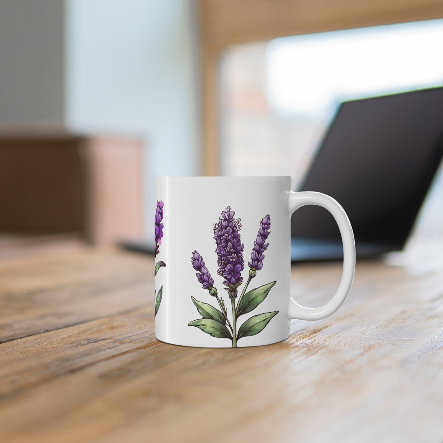 Purple Lavender Flower Mug - Ceramic Coffee Mug 11oz