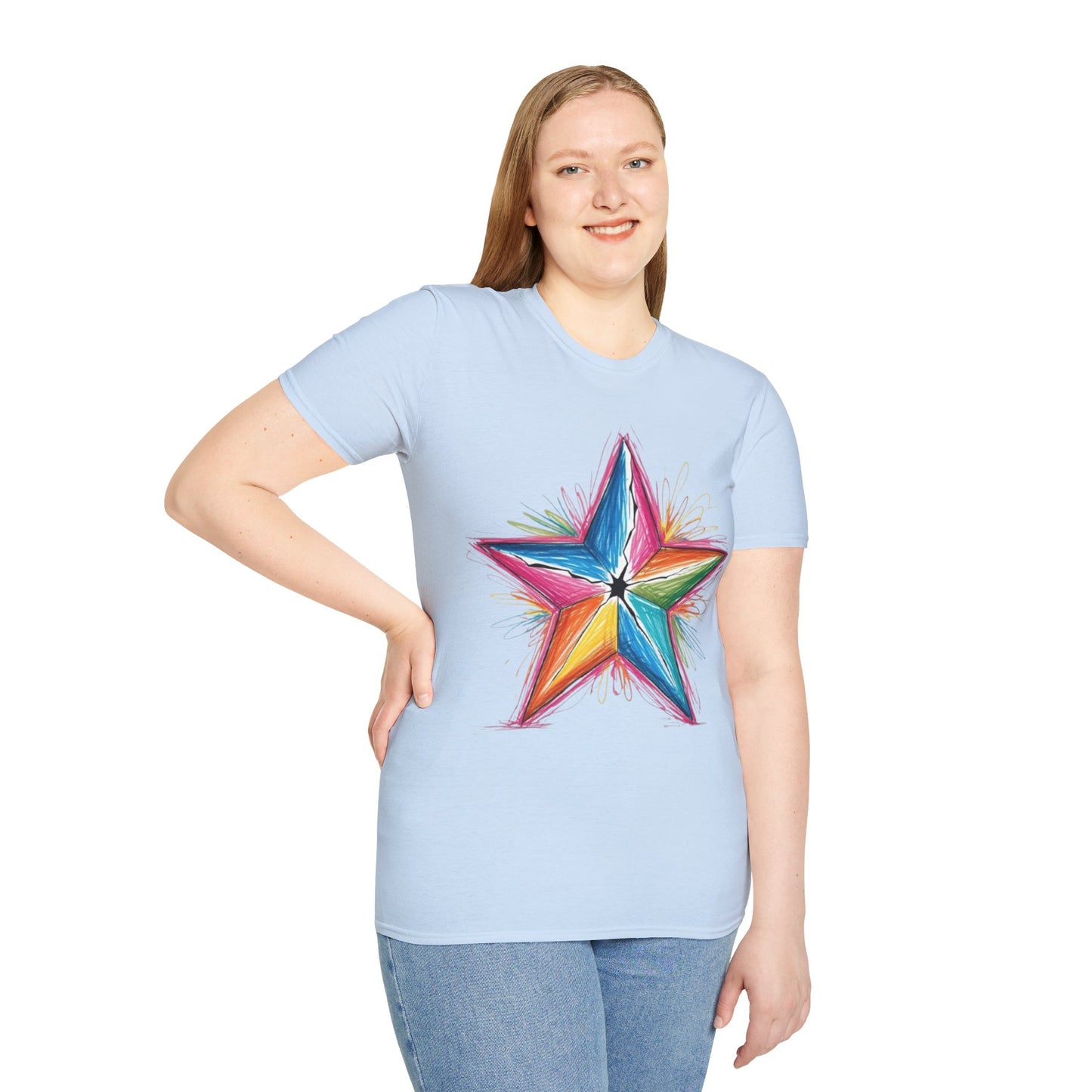 Vibrant Coloured Messy Star - Unisex T-Shirt