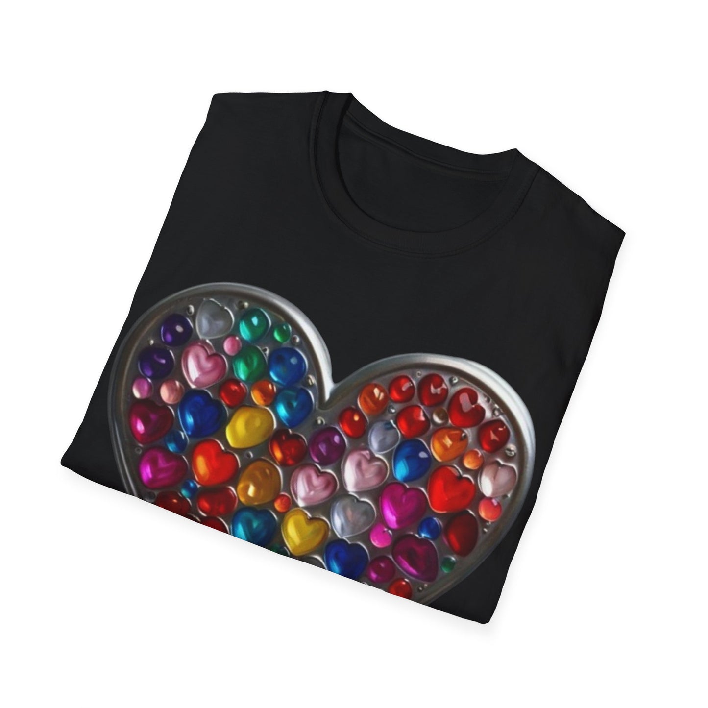 Multicoloured Silver Love Heart - Unisex T-Shirt