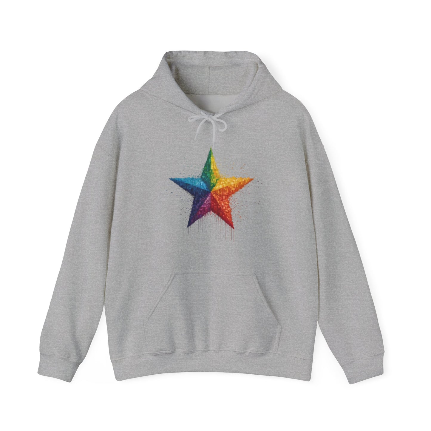 Multicoloured Pixelated Star - Unisex Hooded Sweatshirt