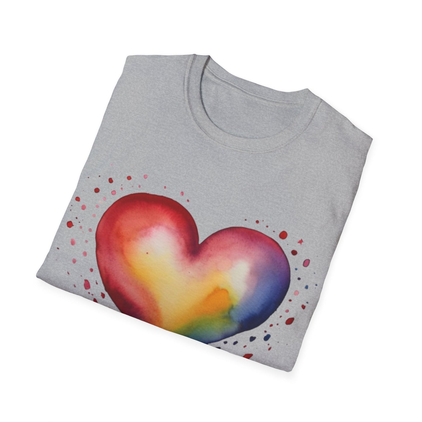 Colourful Watercolour Style Love Heart - Unisex T-Shirt