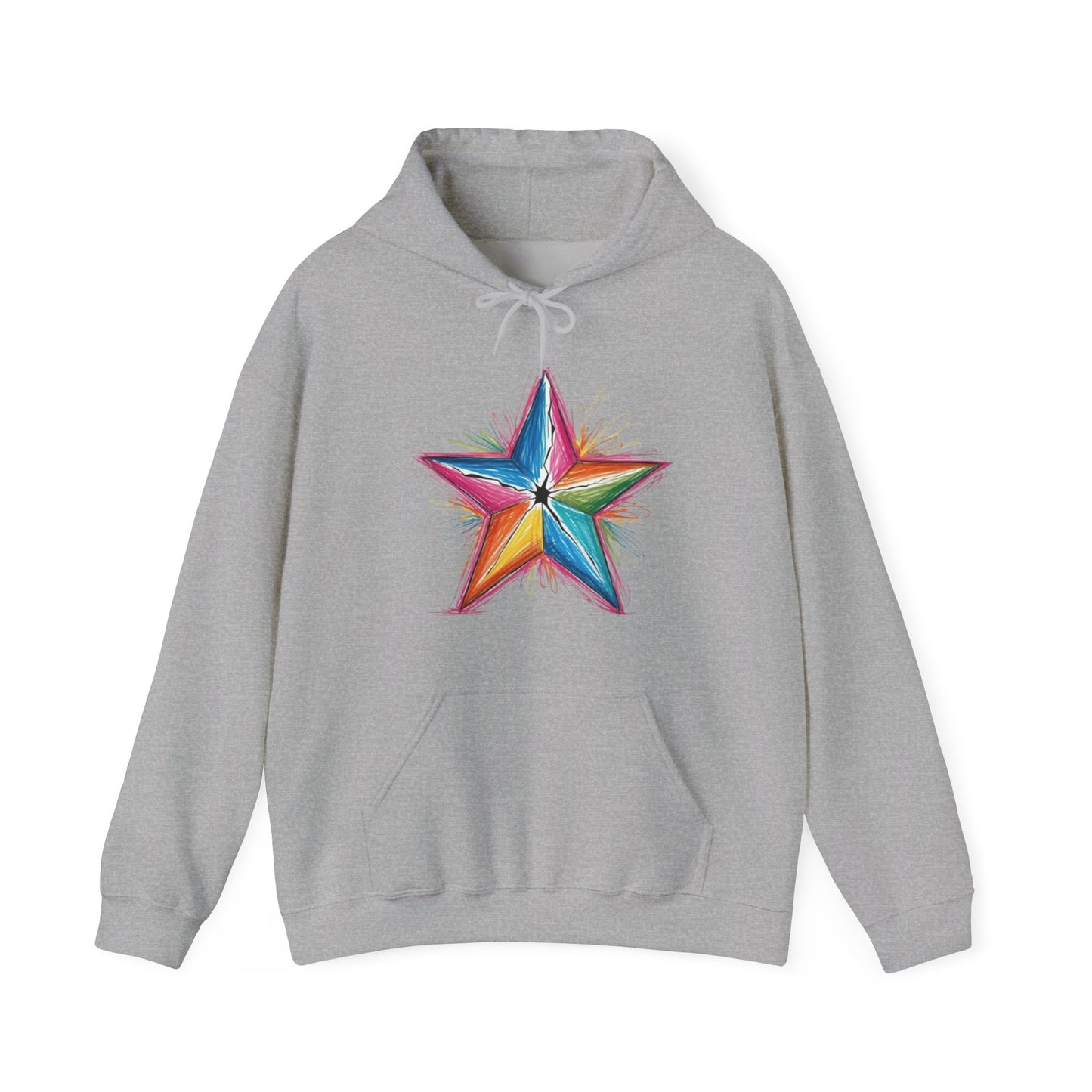 Vibrant Coloured Messy Star - Unisex Hooded Sweatshirt