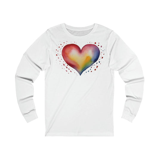 Colourful Watercolour Style Love Heart - Unisex Jersey Long Sleeve Tee