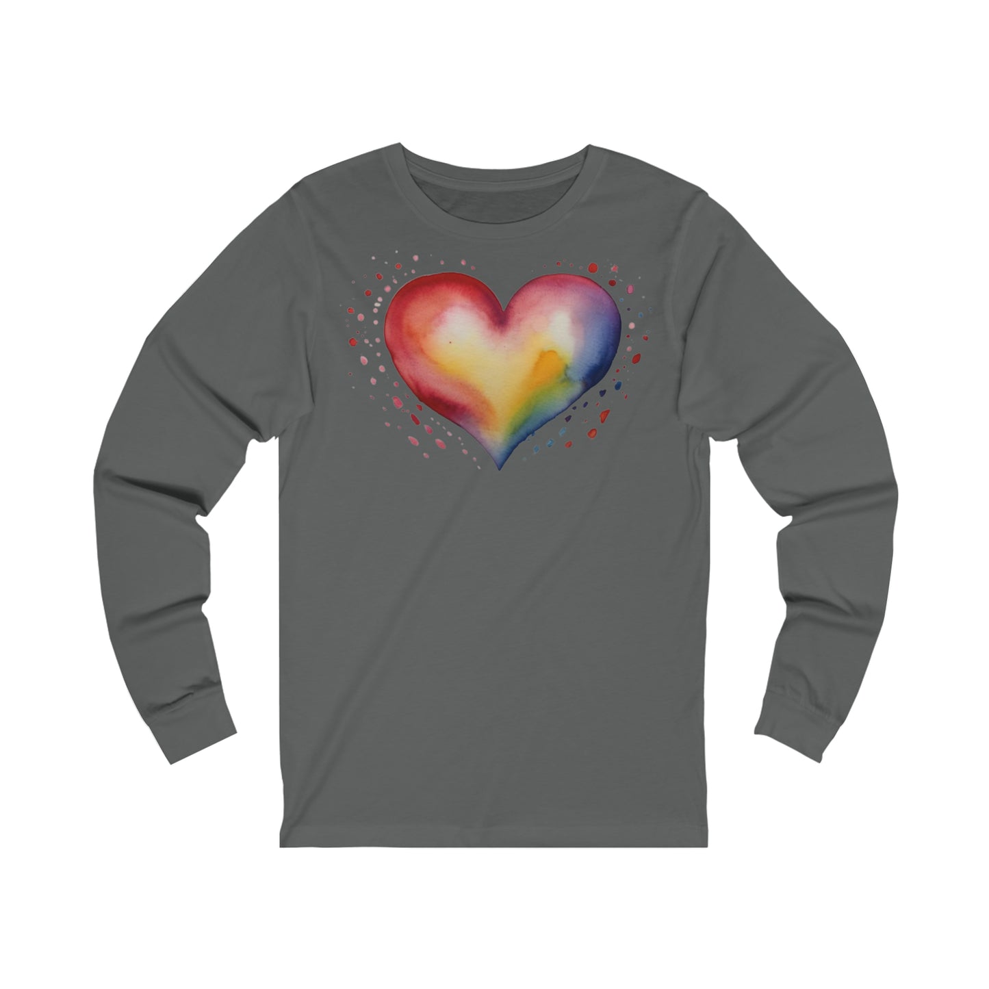 Colourful Watercolour Style Love Heart - Unisex Jersey Long Sleeve Tee