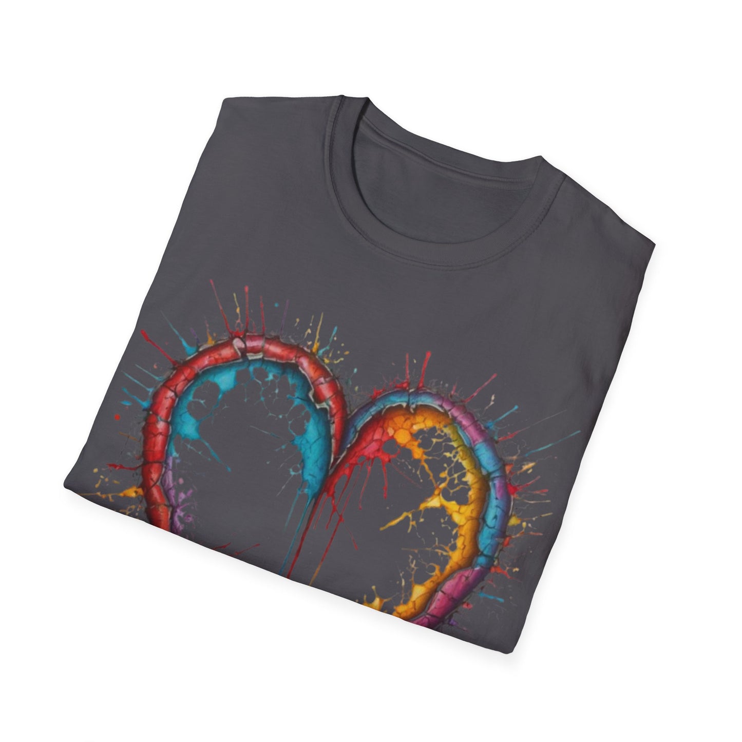 Hollow Colourful Messy Love Heart - Unisex T-Shirt