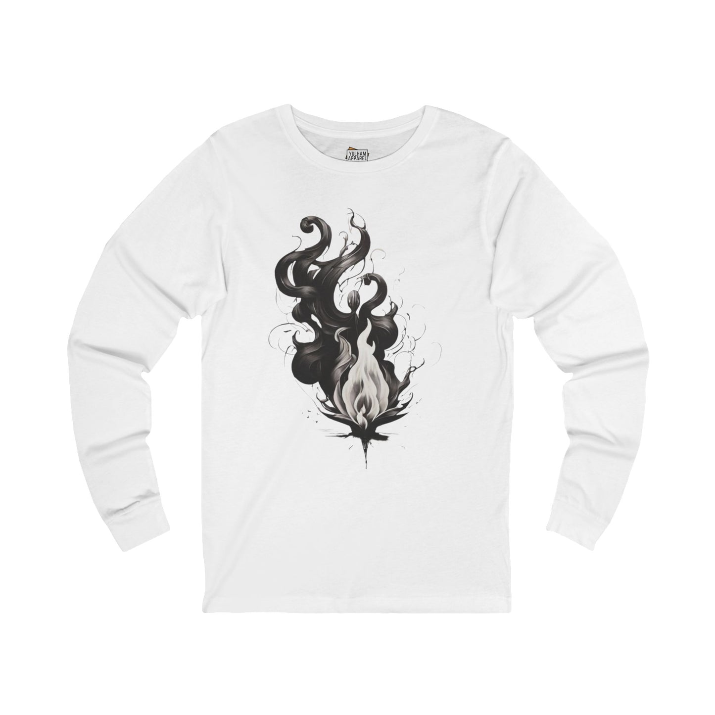 Black and White Flame - Unisex Long Sleeve T-Shirt