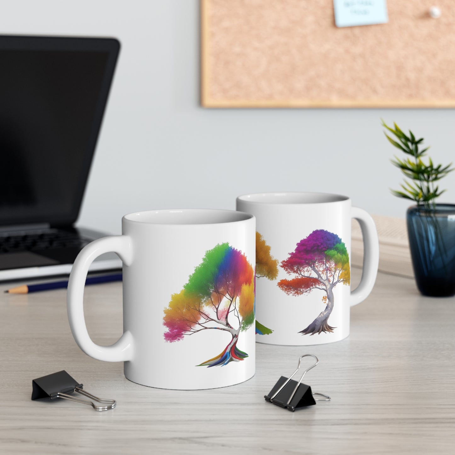 Colourful Bent Trees Mug - Ceramic Coffee Mug 11oz
