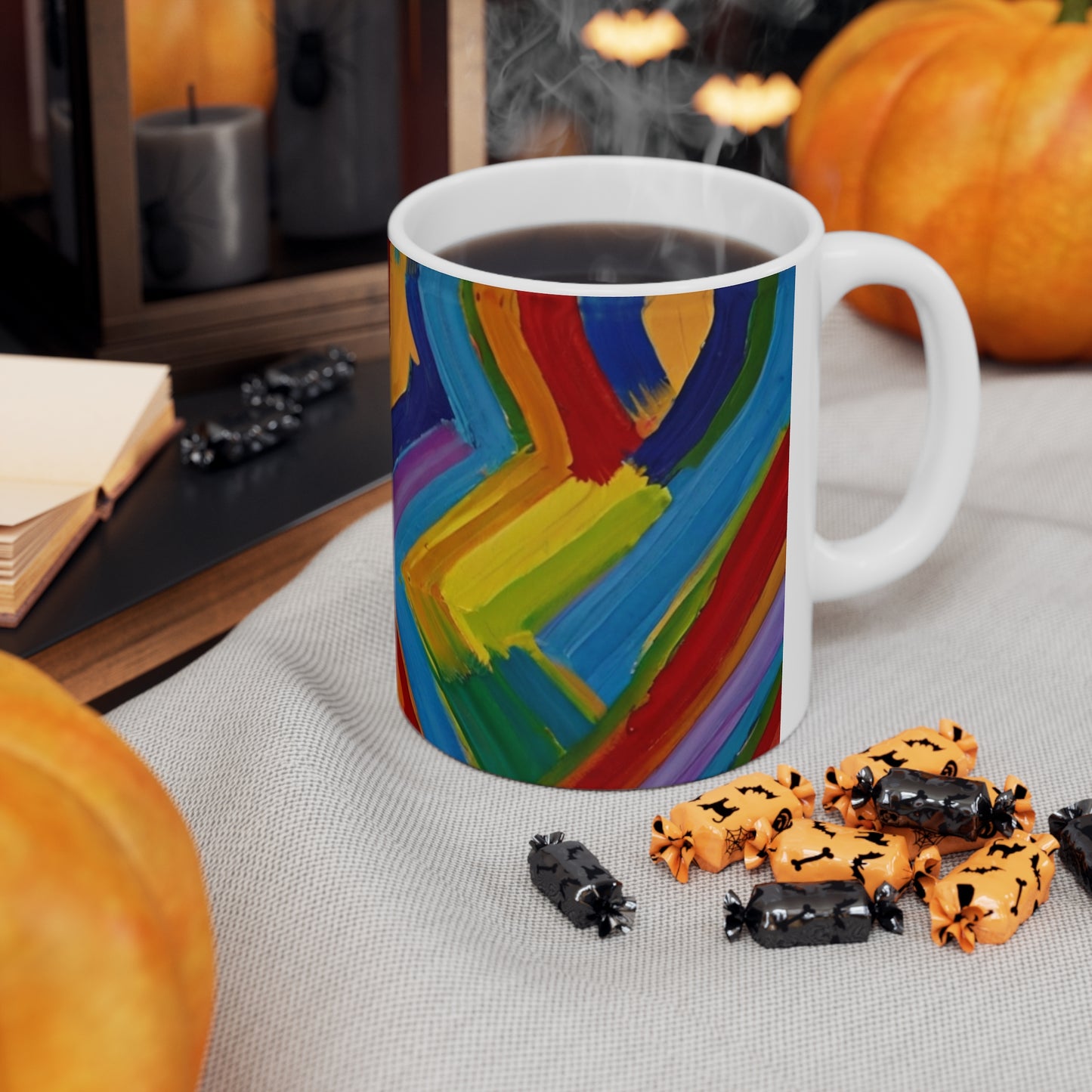 Messy Paint Zigzags Mug - Ceramic Coffee Mug 11oz