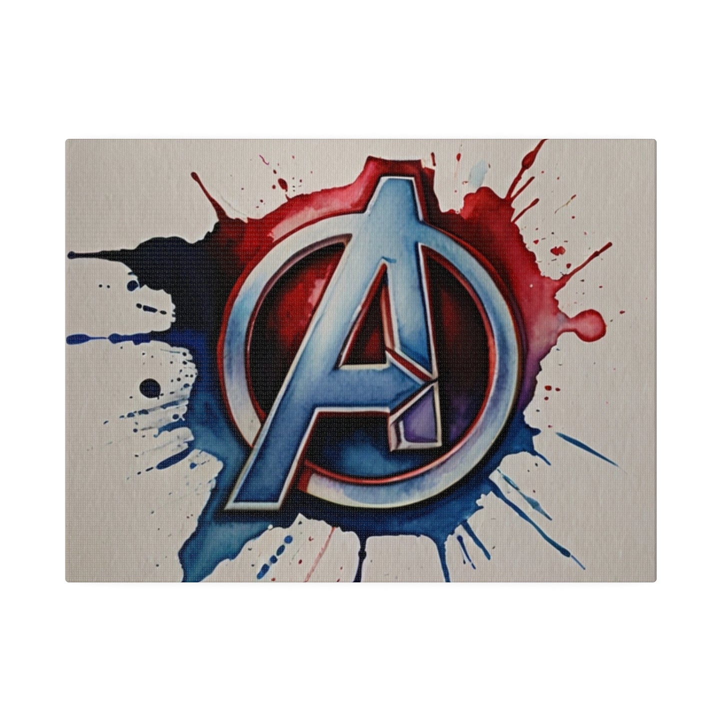 Red and White Avengers Logo Symbol Watercolour - Matte Canvas, Stretched, 0.75"