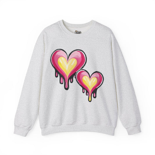 Dripping Twin Love Hearts - Unisex Crewneck Sweatshirt