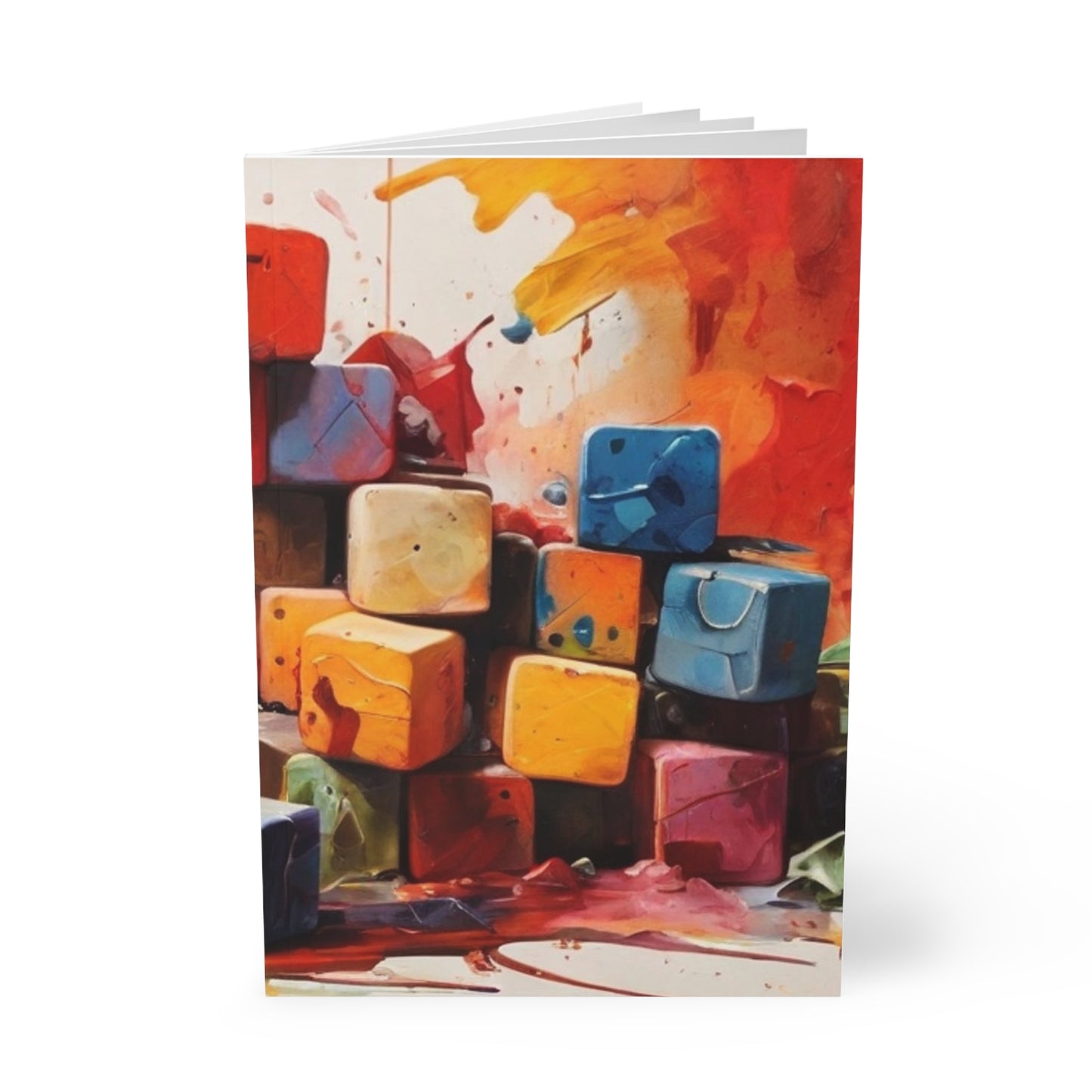 Colourful Messy Cubes Art - Softcover Notebook, A5