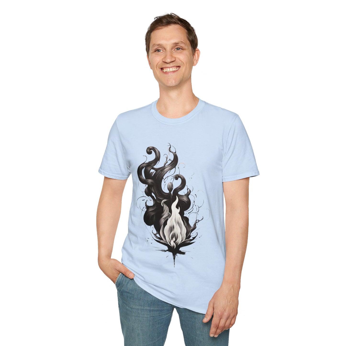 Black and White Flame - Unisex T-Shirt