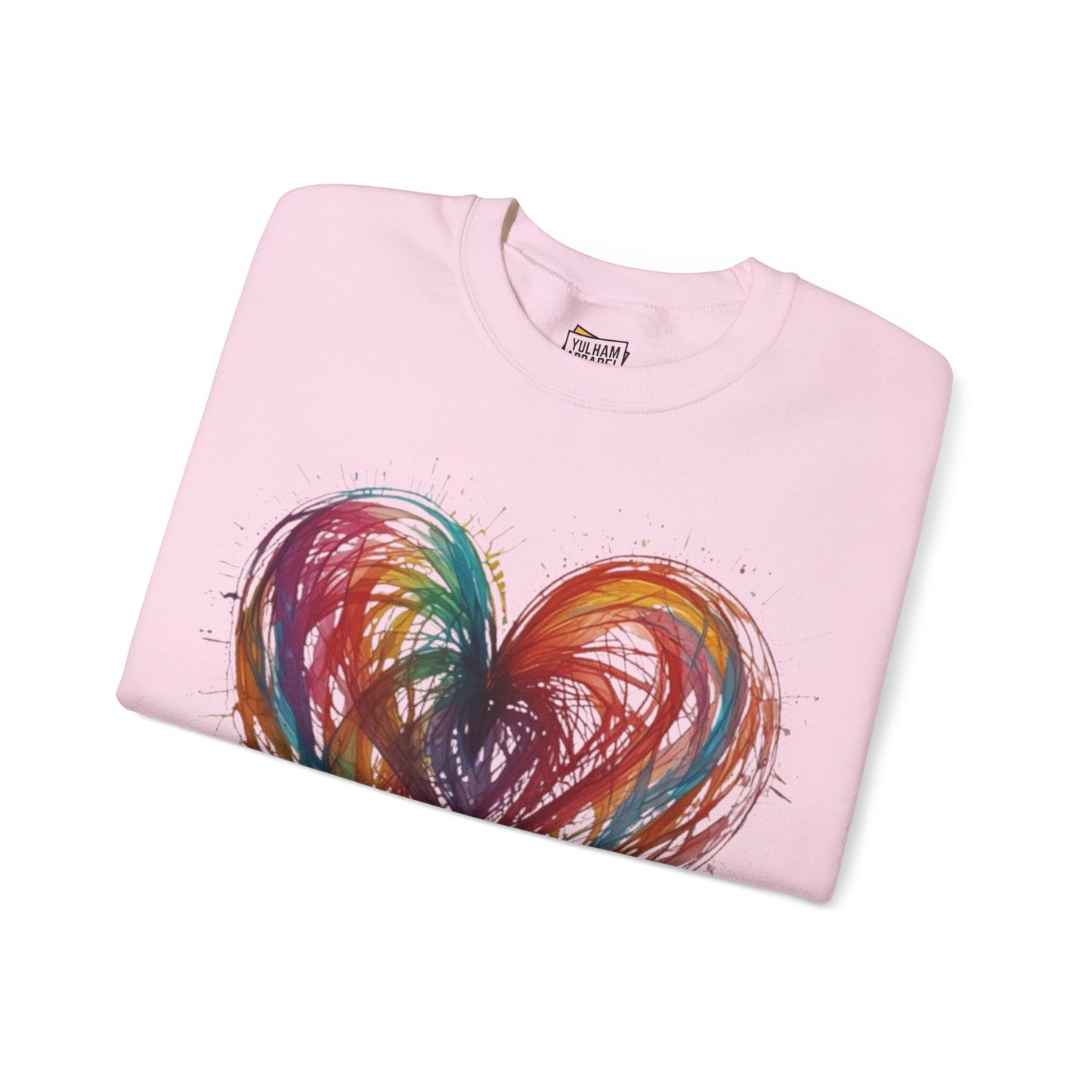 Colourful Messy Lines Transparent Love Heart - Unisex Crewneck Sweatshirt