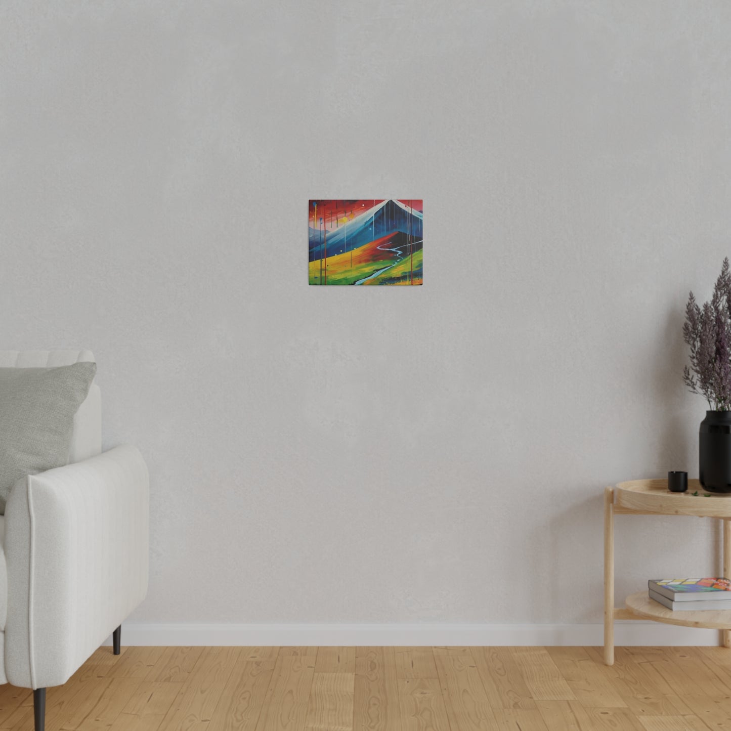 Colourful Messy Downpour Above Mountain Canvas - Matte Canvas, Stretched, 0.75"