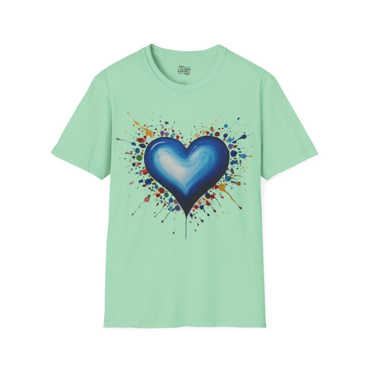 Messy Splatter Blue Love Heart - Unisex T-Shirt