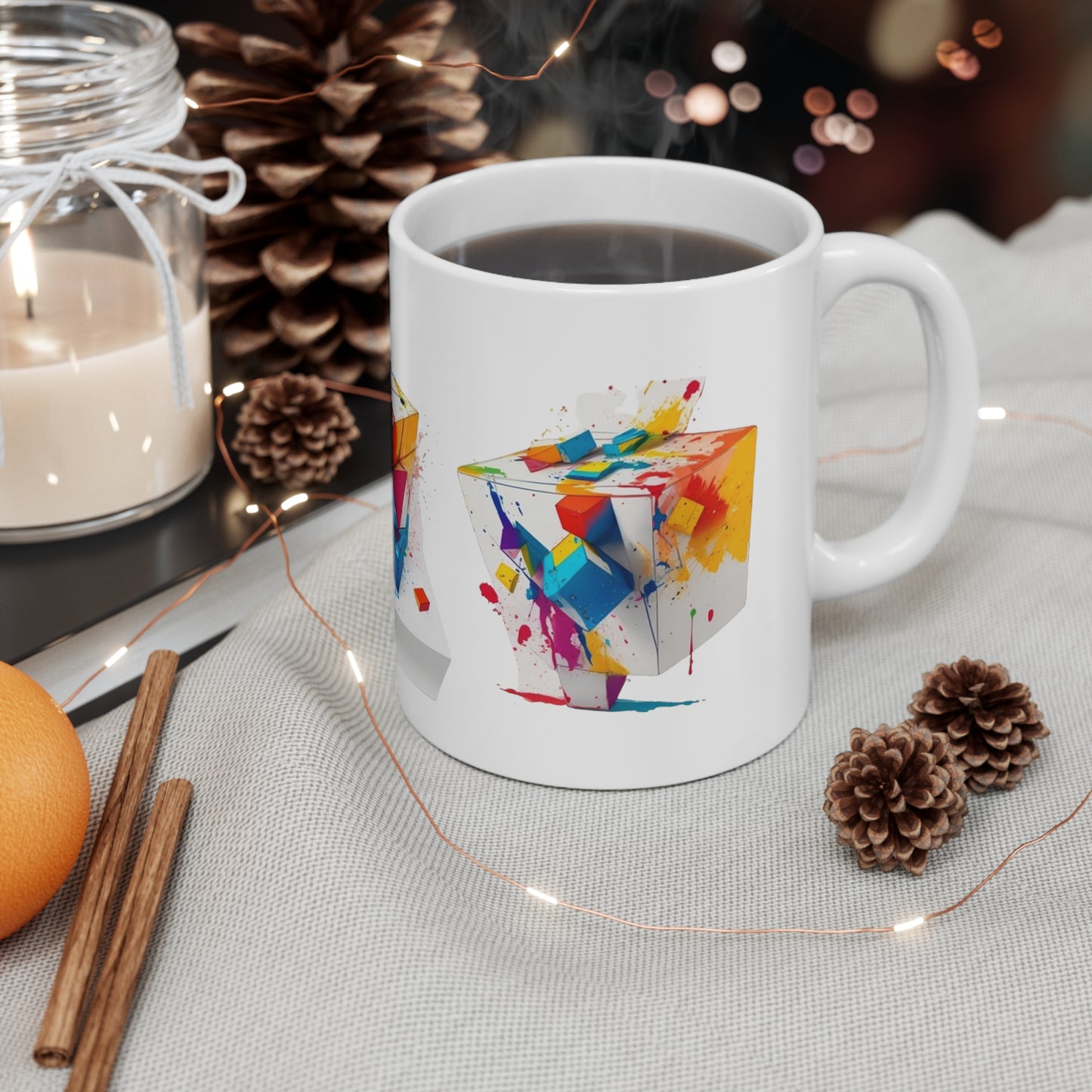 Colourful Cubes Artwork - Ceramic Coffee Mug 11oz