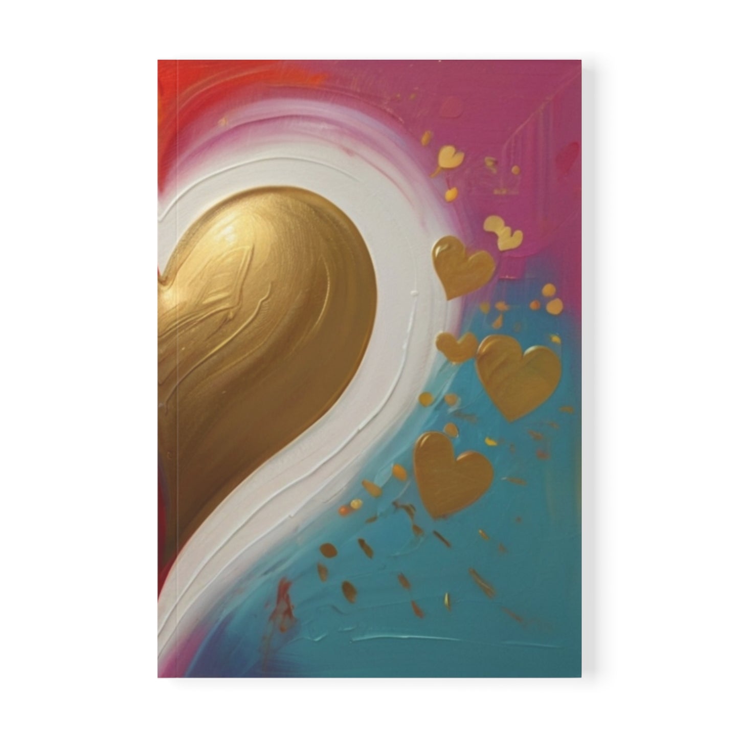 Gold Painted Love Heart - Softcover Notebook, A5