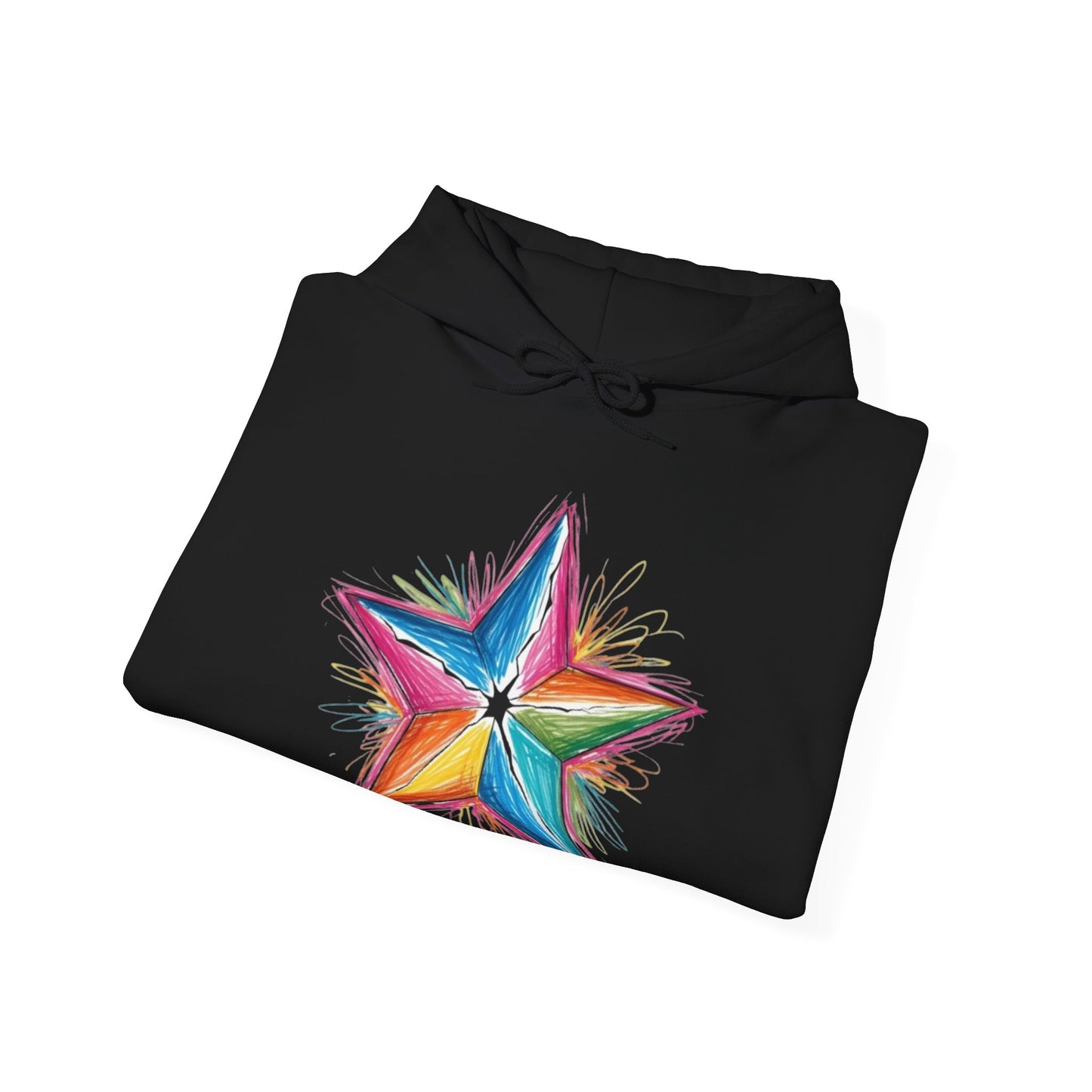 Vibrant Coloured Messy Star - Unisex Hooded Sweatshirt