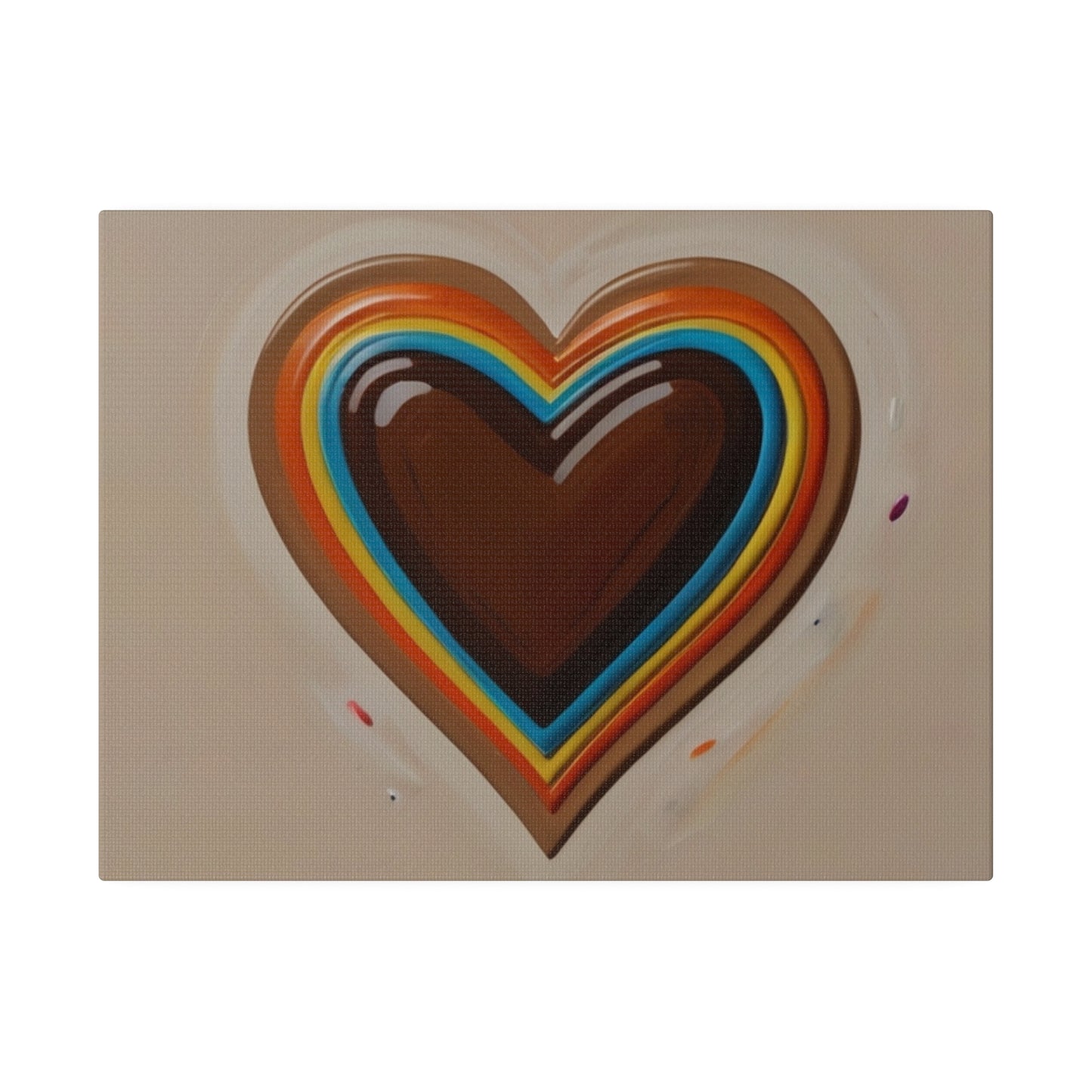 Colourful Brown Love Heart - Matte Canvas, Stretched, 0.75"