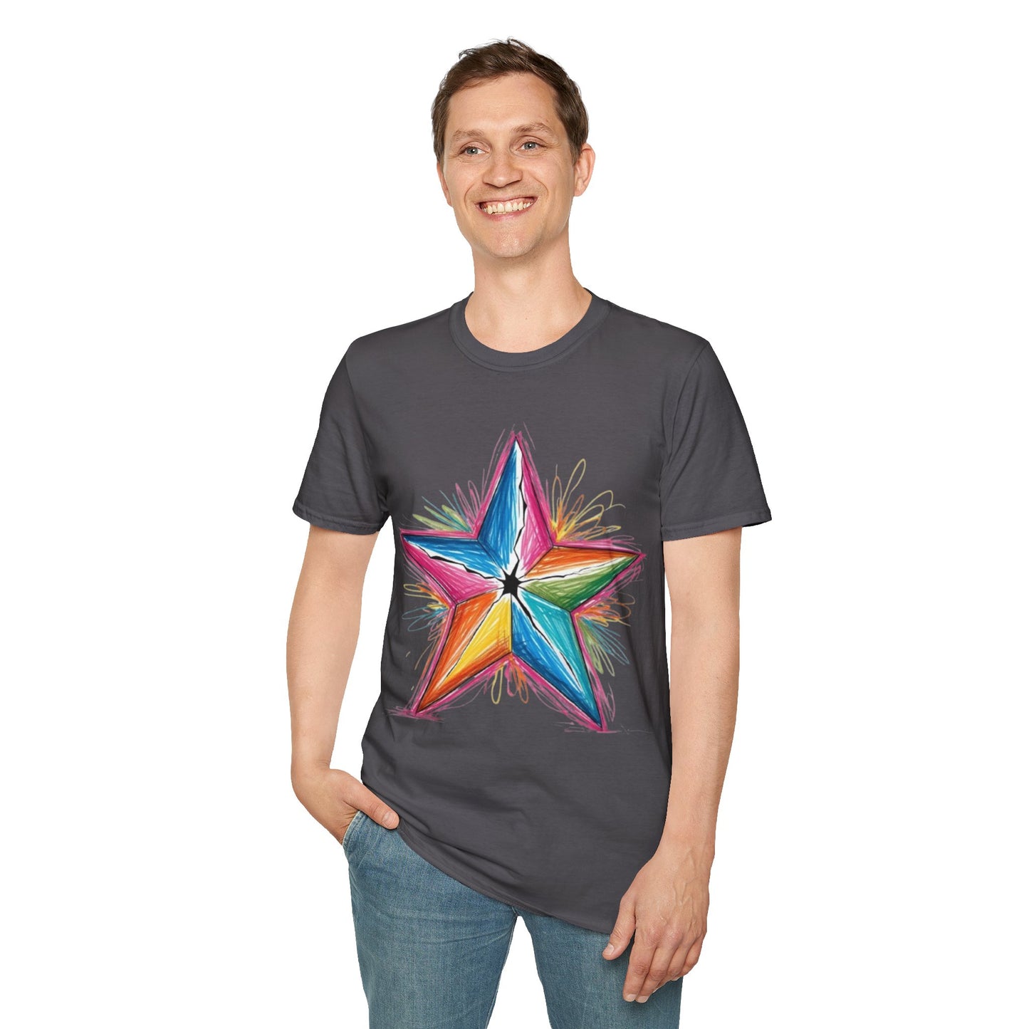 Vibrant Coloured Messy Star - Unisex T-Shirt