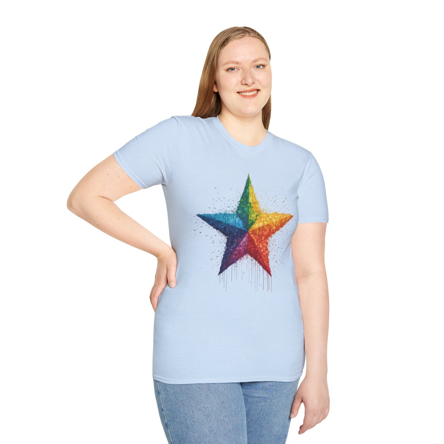 Multicoloured Pixelated Star - Unisex T-Shirt