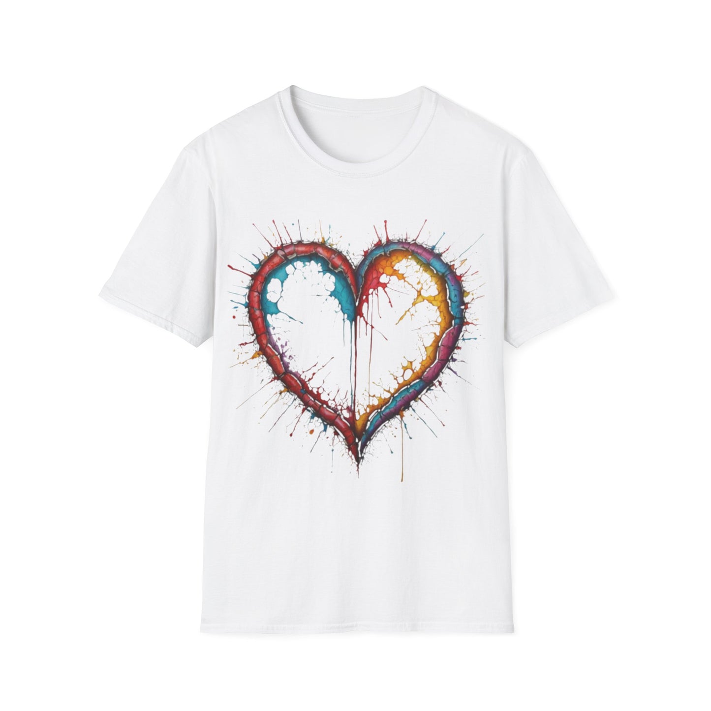 Hollow Colourful Messy Love Heart - Unisex T-Shirt