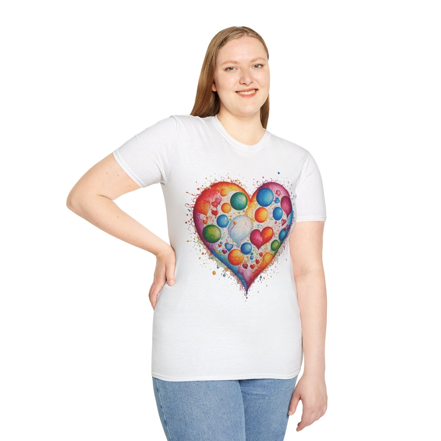 Colourful Messy Bubbles Love Heart - Unisex T-Shirt