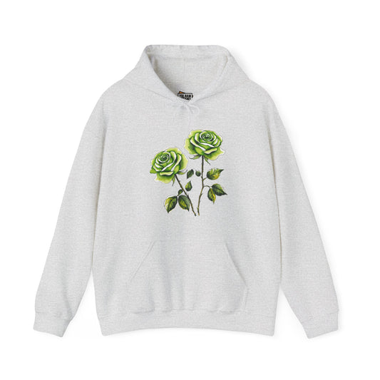 Watercolour Green Rose Duo - Unisex Hooded Sweatshirt