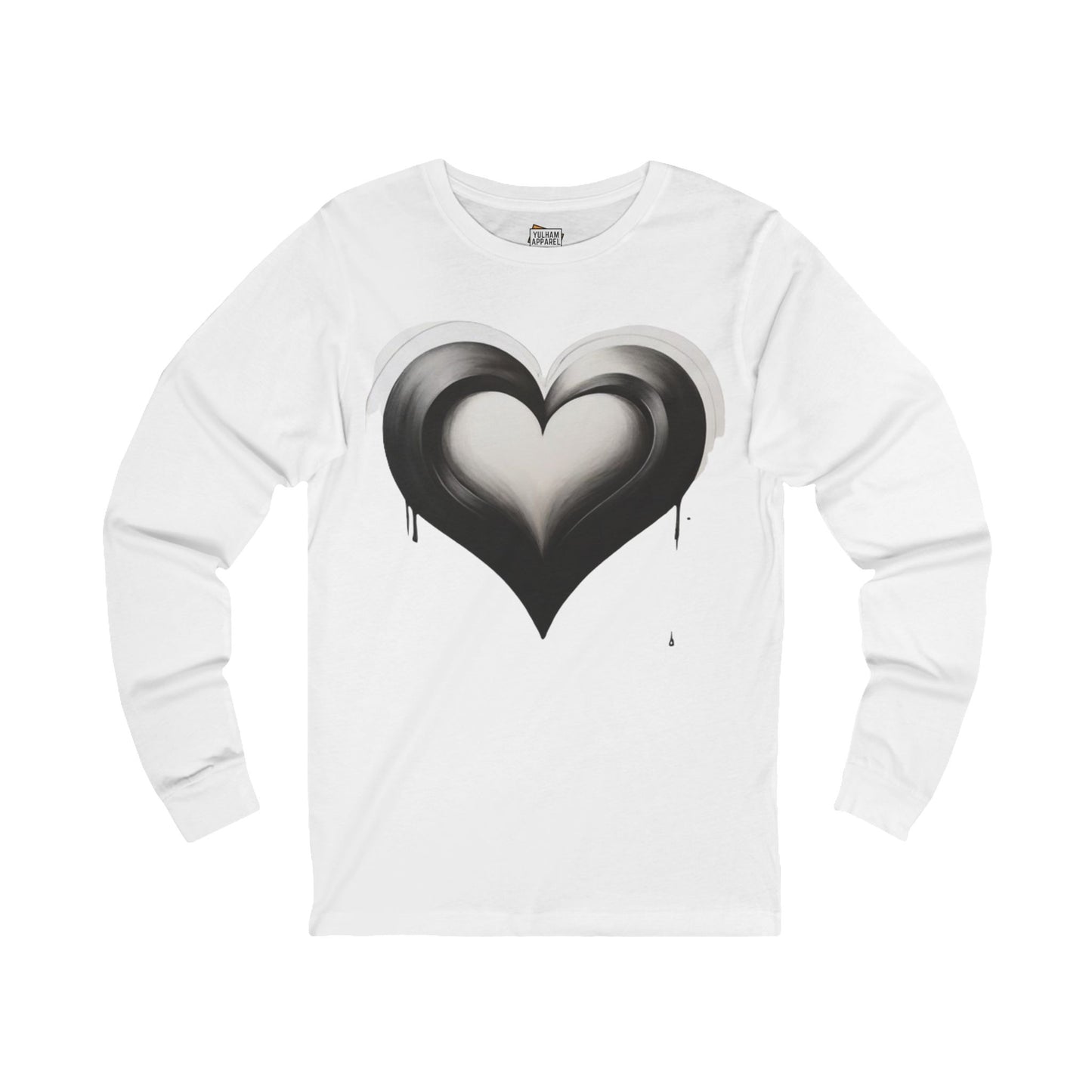 Black and White Heart - Unisex Long Sleeve T-Shirt