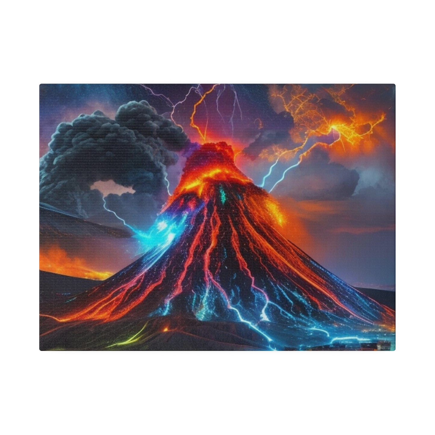 Colourful Lightning Volcano - Matte Canvas, Stretched, 0.75"