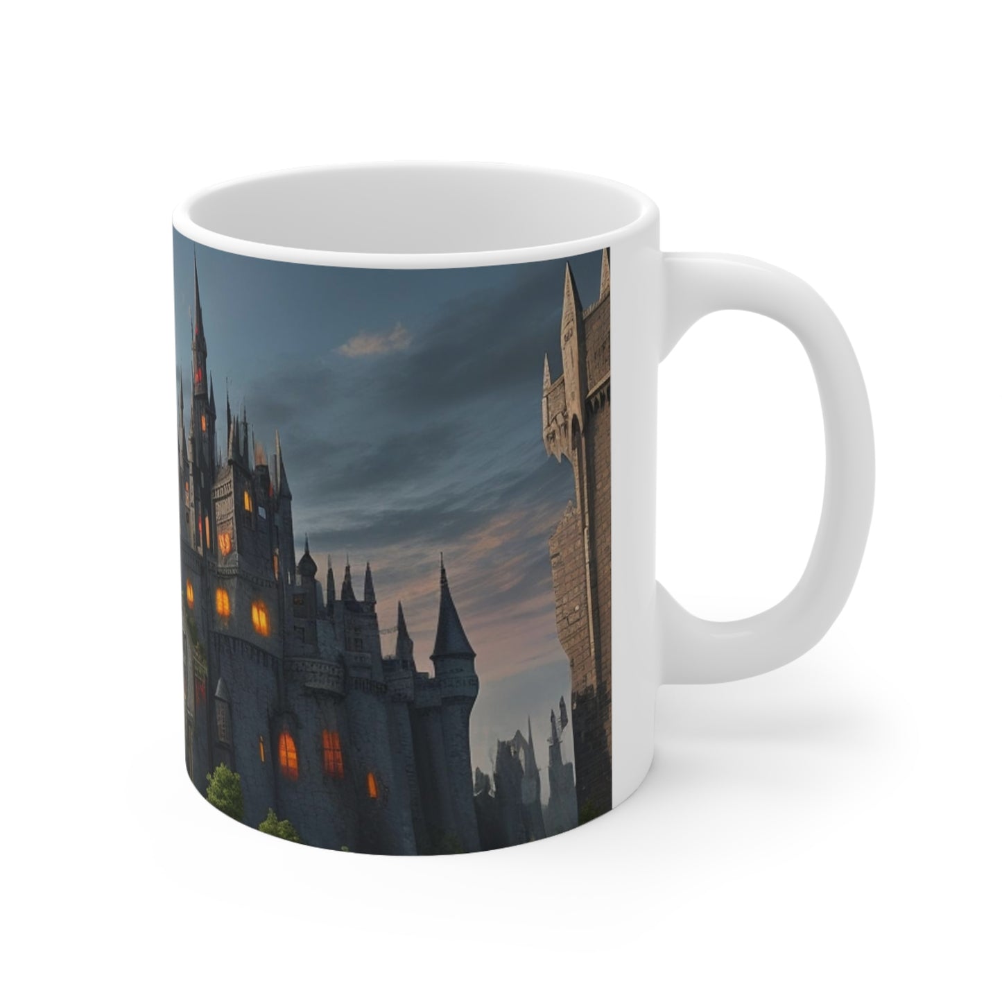 Scenic Castle With Glowing Windows Mug - Ceramic Coffee Mug 11oz