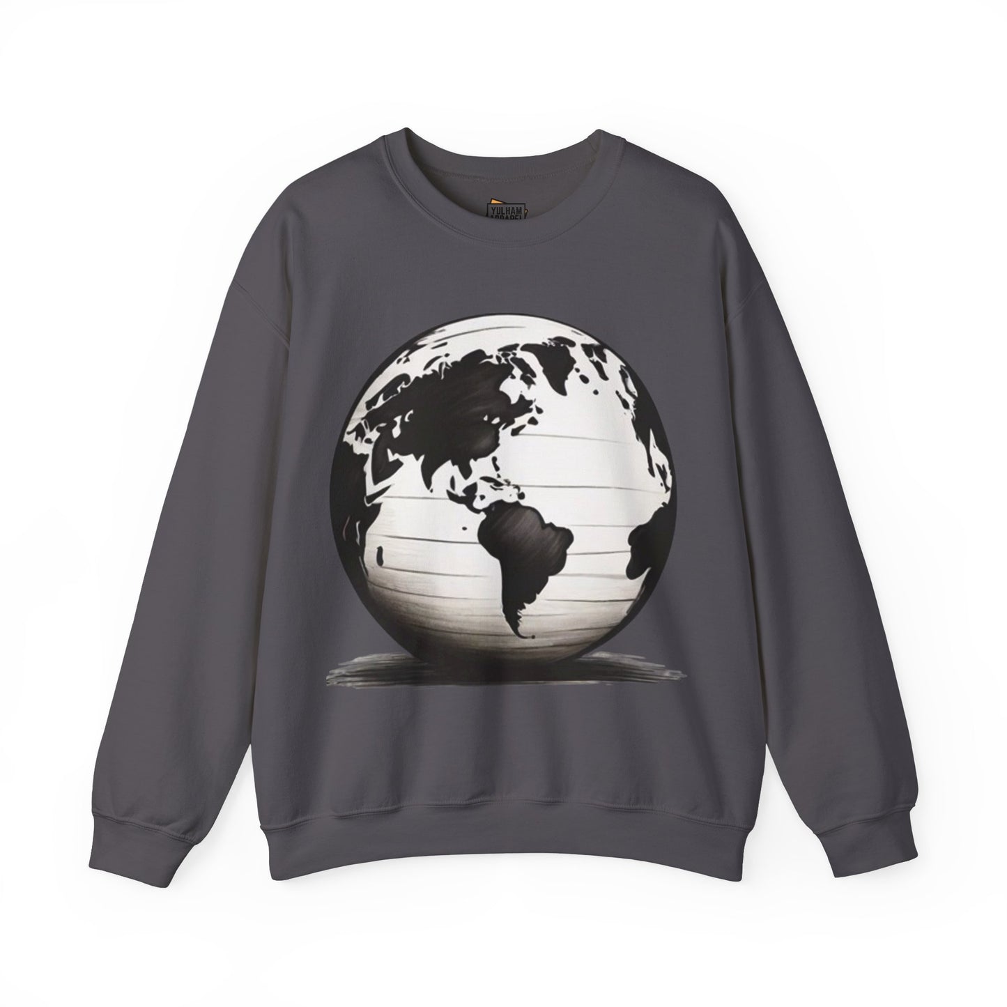 Black and White Earth Sphere - Unisex Crewneck Sweatshirt