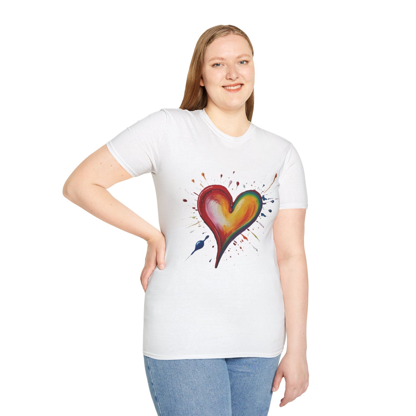 Messy Painted Colourful Slanted Love Heart - Unisex T-Shirt